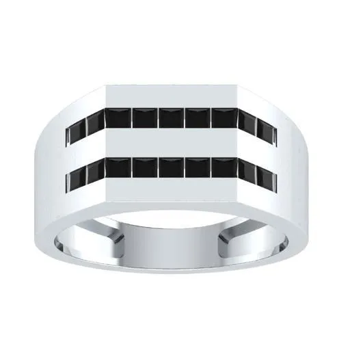 EternalDia Princess Cut 1 Ct D/VVS1 Simulated Diamond Men's Wedding Band Ring In 925 Sterling Silver