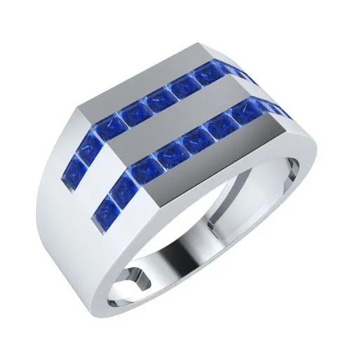 EternalDia Princess Cut 1 Ct D/VVS1 Simulated Diamond Men's Wedding Band Ring In 925 Sterling Silver