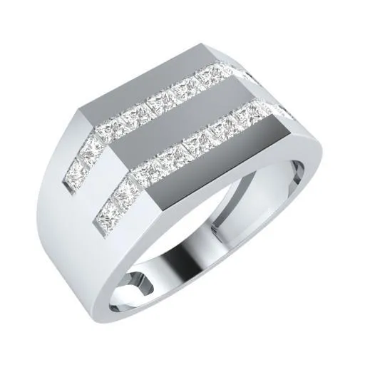EternalDia Princess Cut 1 Ct D/VVS1 Simulated Diamond Men's Wedding Band Ring In 925 Sterling Silver