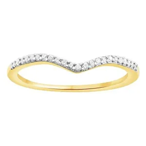 EternalDia Round Cut 0.08 ct White Natural Diamond V Shape Half Eternity Band Ring In 10k Solid Gold