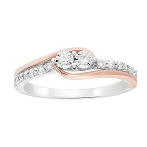 EternalDia Round Shape 0.25cttw White Natural Diamond Two Stone Anniversary/Engagement Ring In Solid 10k Two Tone Gold