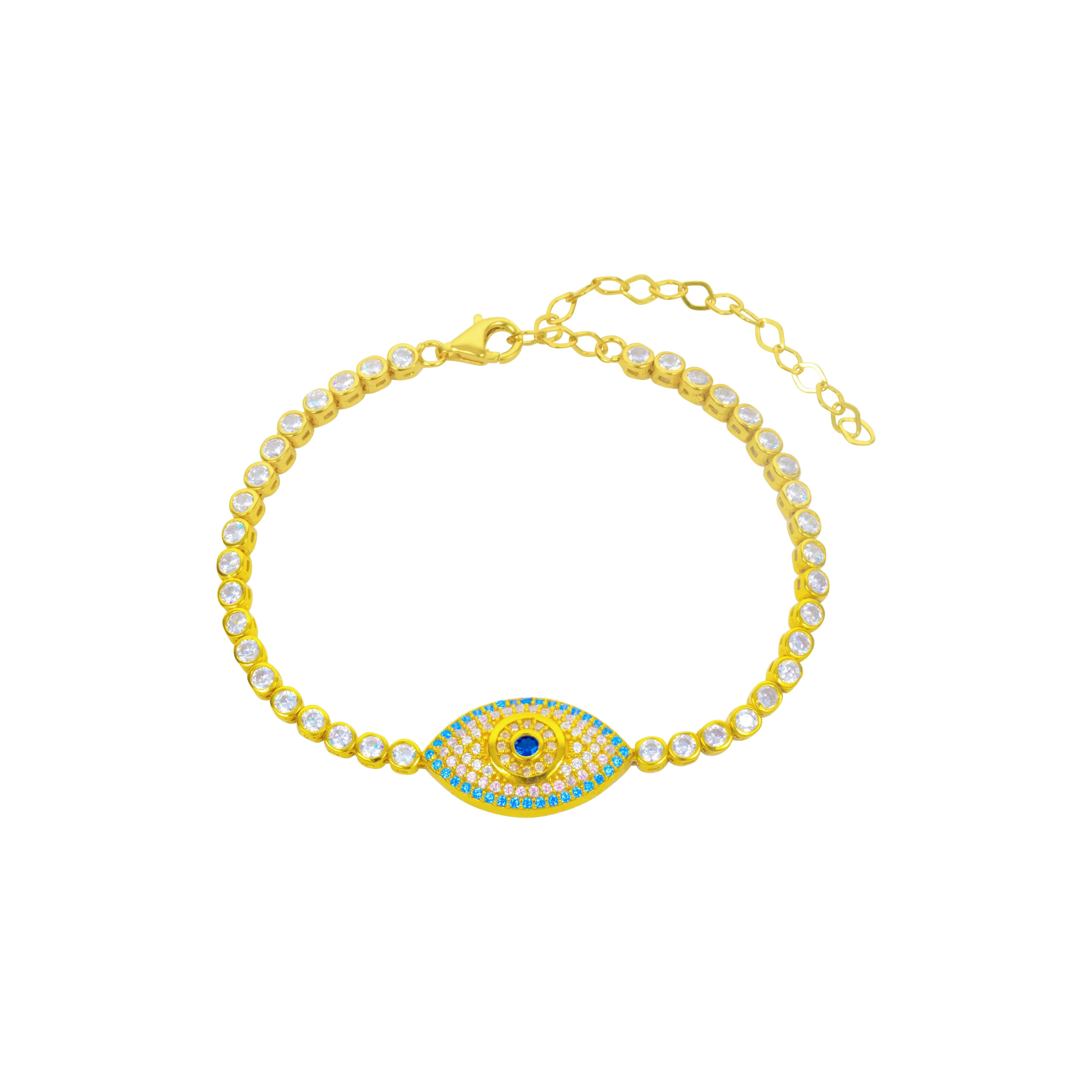 “Eyeland” Silver gold plated pastel tennis eye bracelets