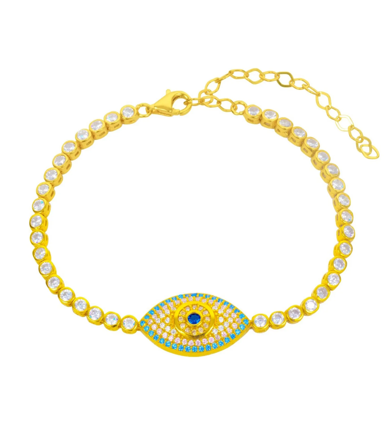 “Eyeland” Silver gold plated pastel tennis eye bracelets