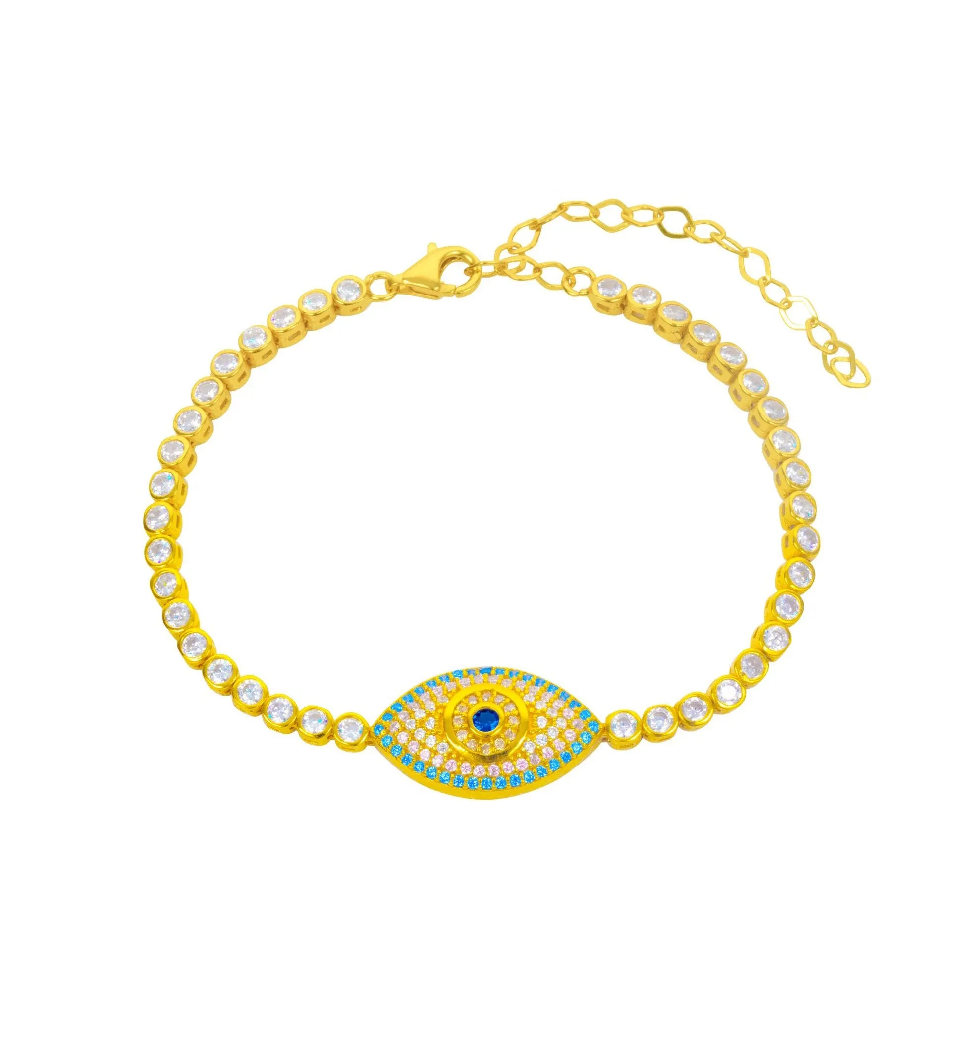 “Eyeland” Silver gold plated pastel tennis eye bracelets