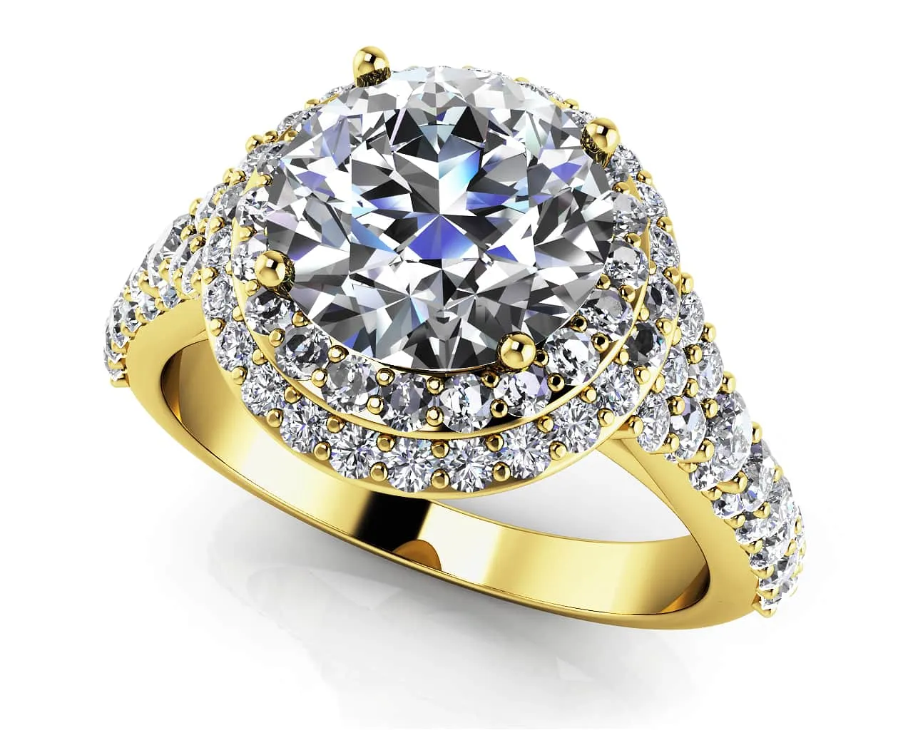 Fancy Double Halo Lab-Grown Diamond Engagement Ring with 1.92 ct. (1.25 ct. center diamond)