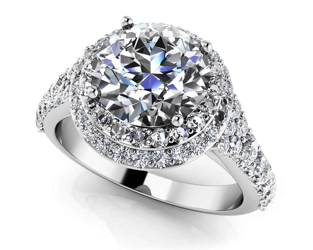 Fancy Double Halo Lab-Grown Diamond Engagement Ring with 1.92 ct. (1.25 ct. center diamond)