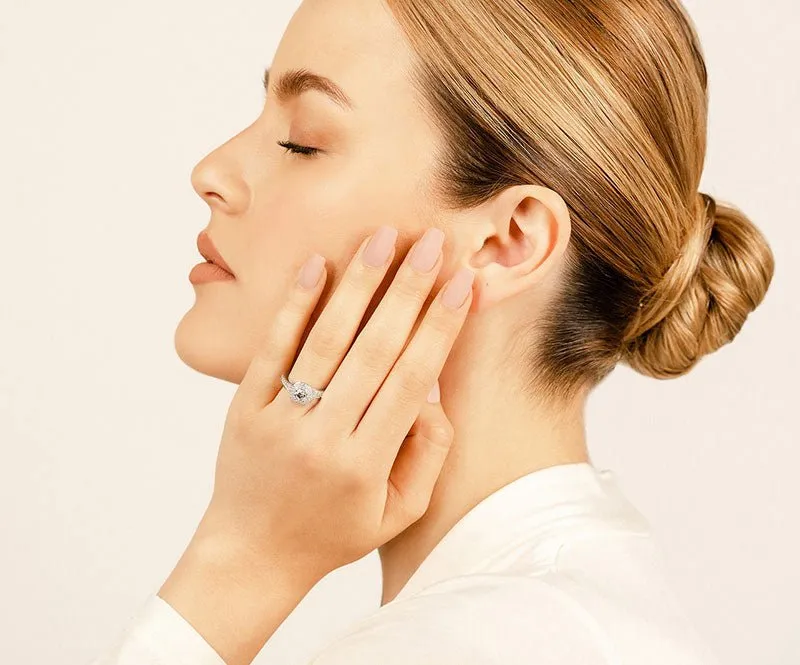Fancy Double Halo Lab-Grown Diamond Engagement Ring with 1.92 ct. (1.25 ct. center diamond)