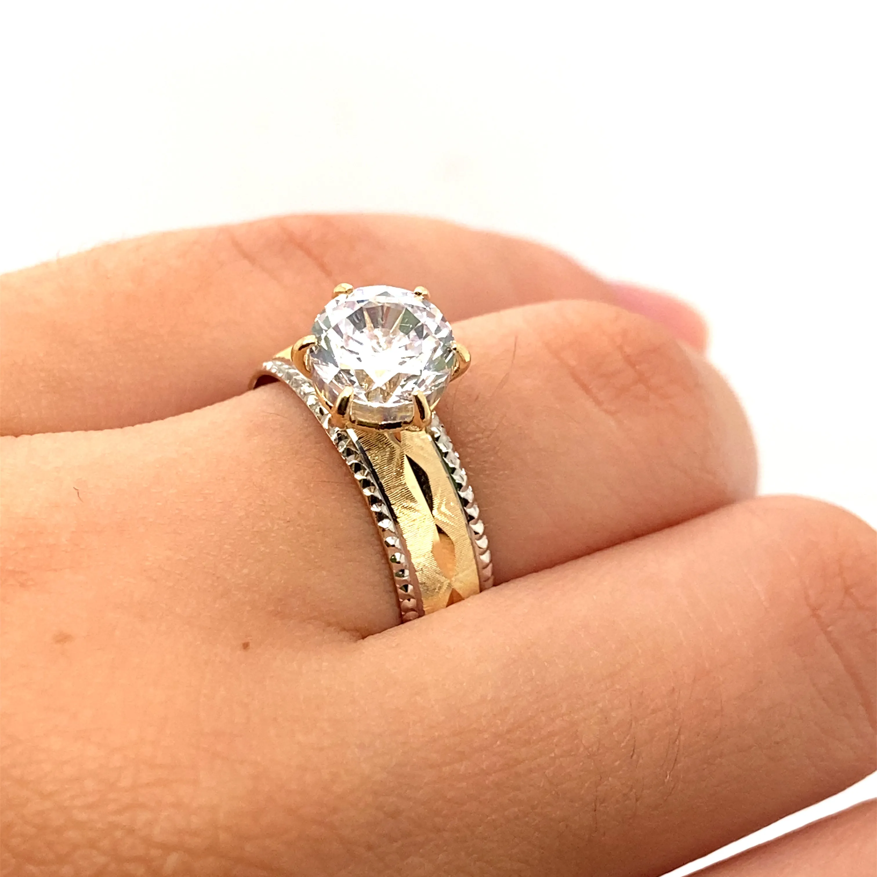 Fancy Engagement Two Tones Ring- 60982