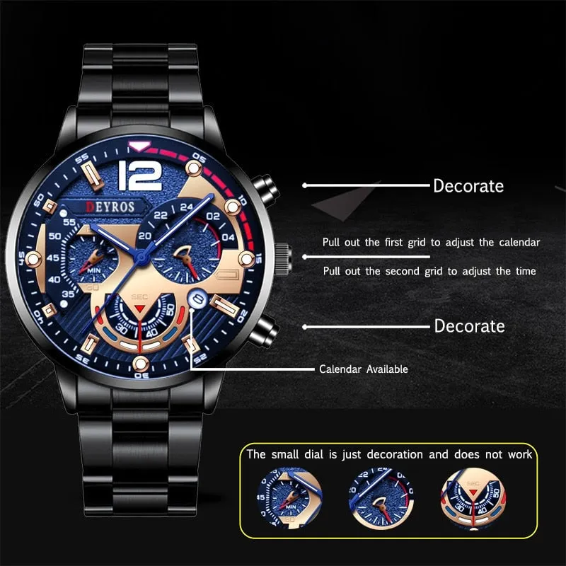 Fashion Mens Stainless Steel Watches Luxury