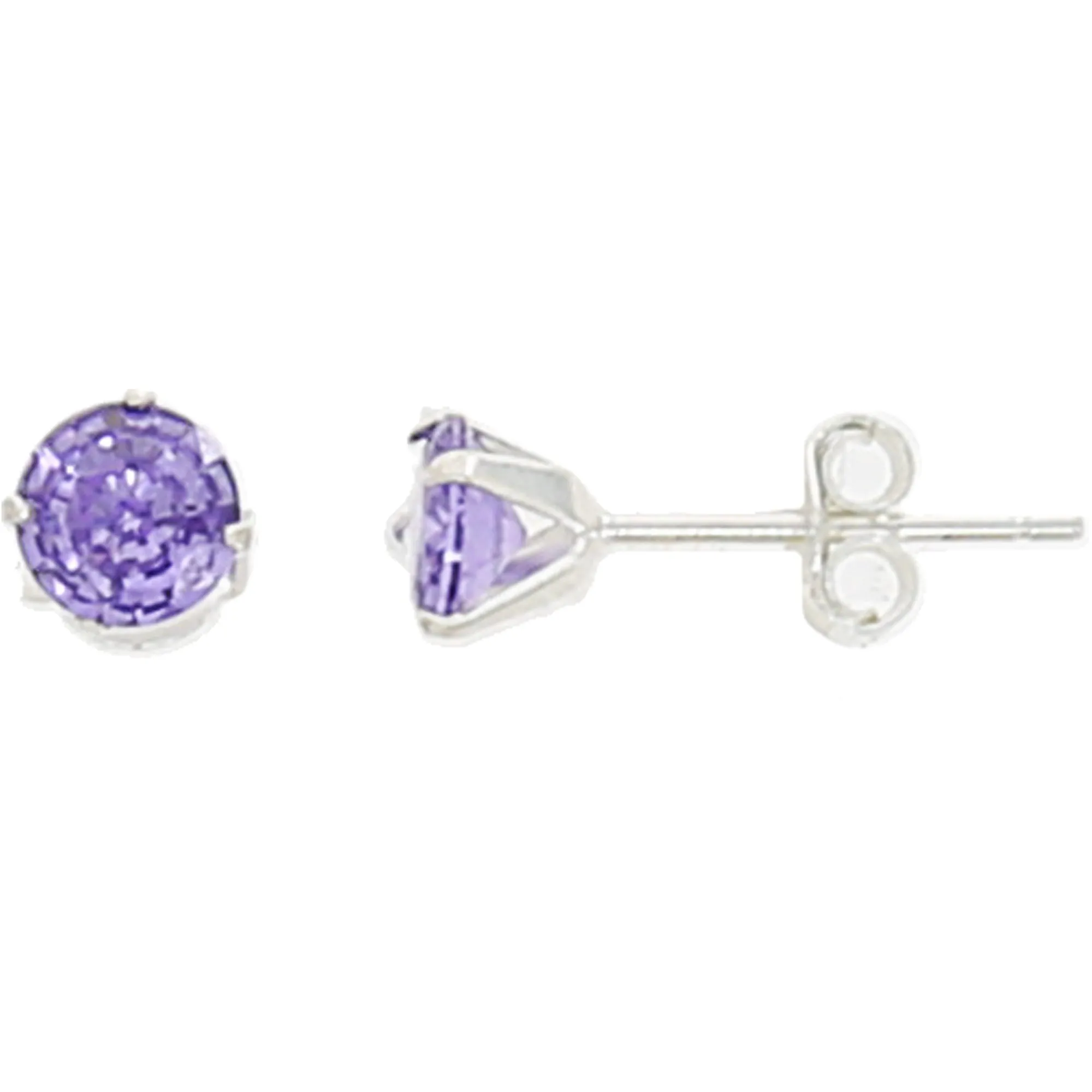 February 5mm Sterling Silver Cubic Zirconia Stud Earrings