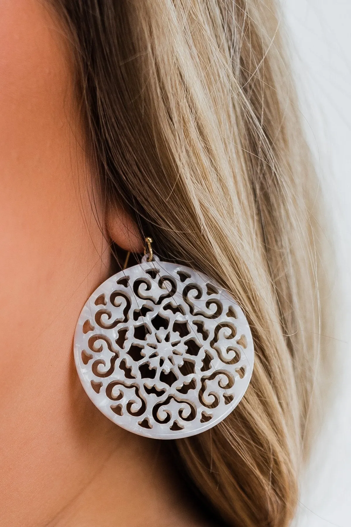 Fine Filigree Earrings- White