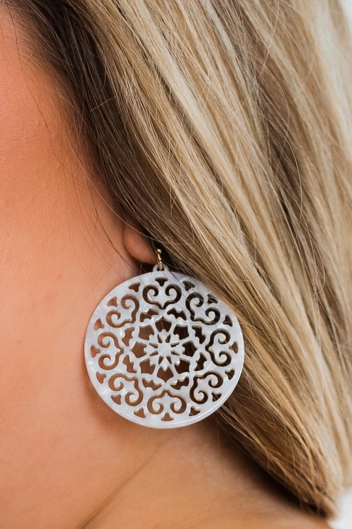 Fine Filigree Earrings- White