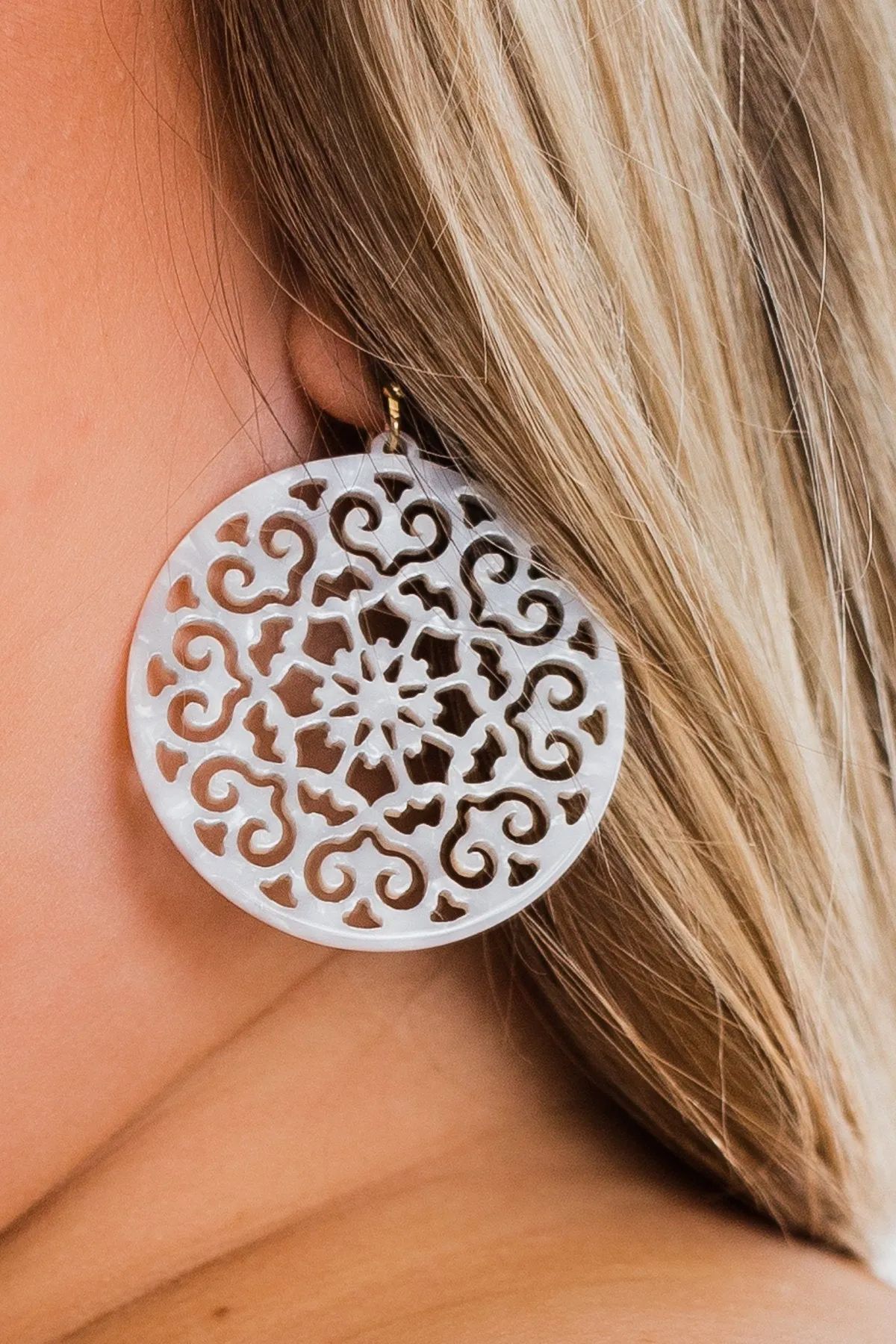 Fine Filigree Earrings- White
