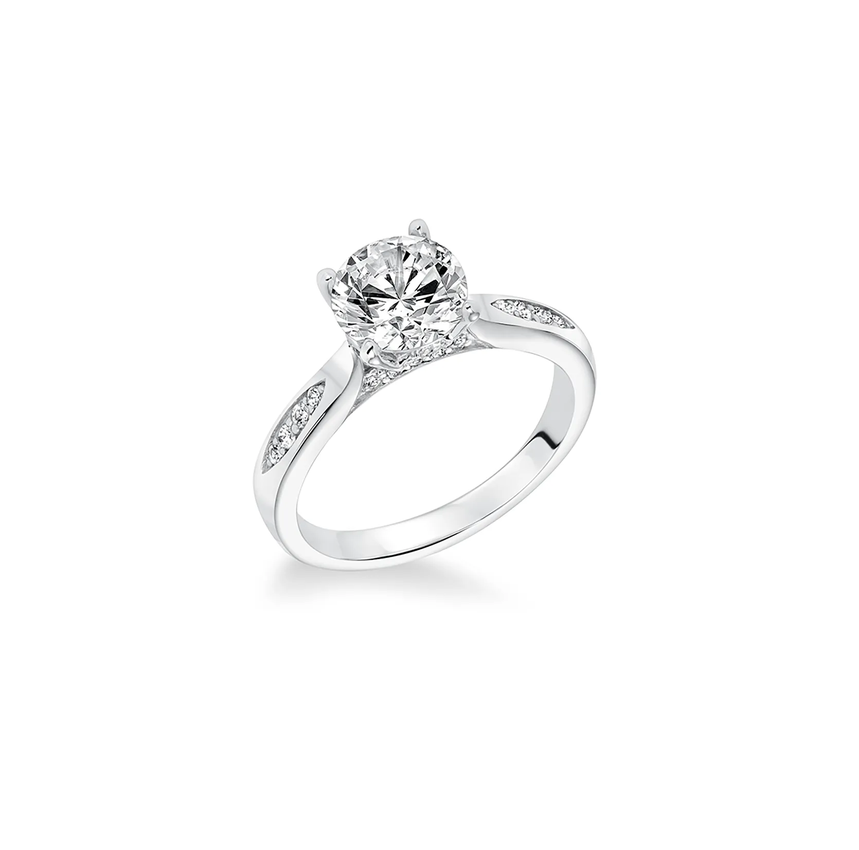 Fink's Exclusive Round Diamond and Cutout Diamond Shank Engagement Ring