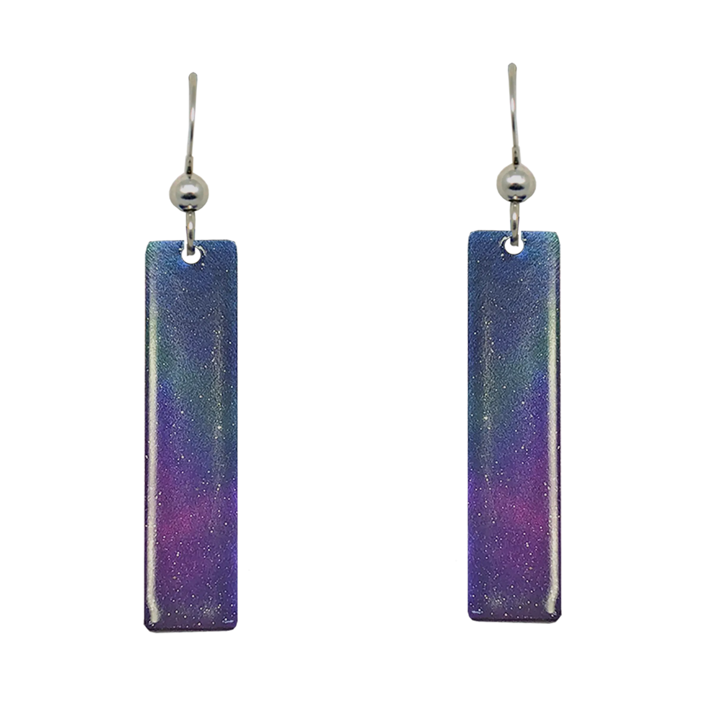 Fire & Ice 2" Metallic Slender Rectangle Earrings