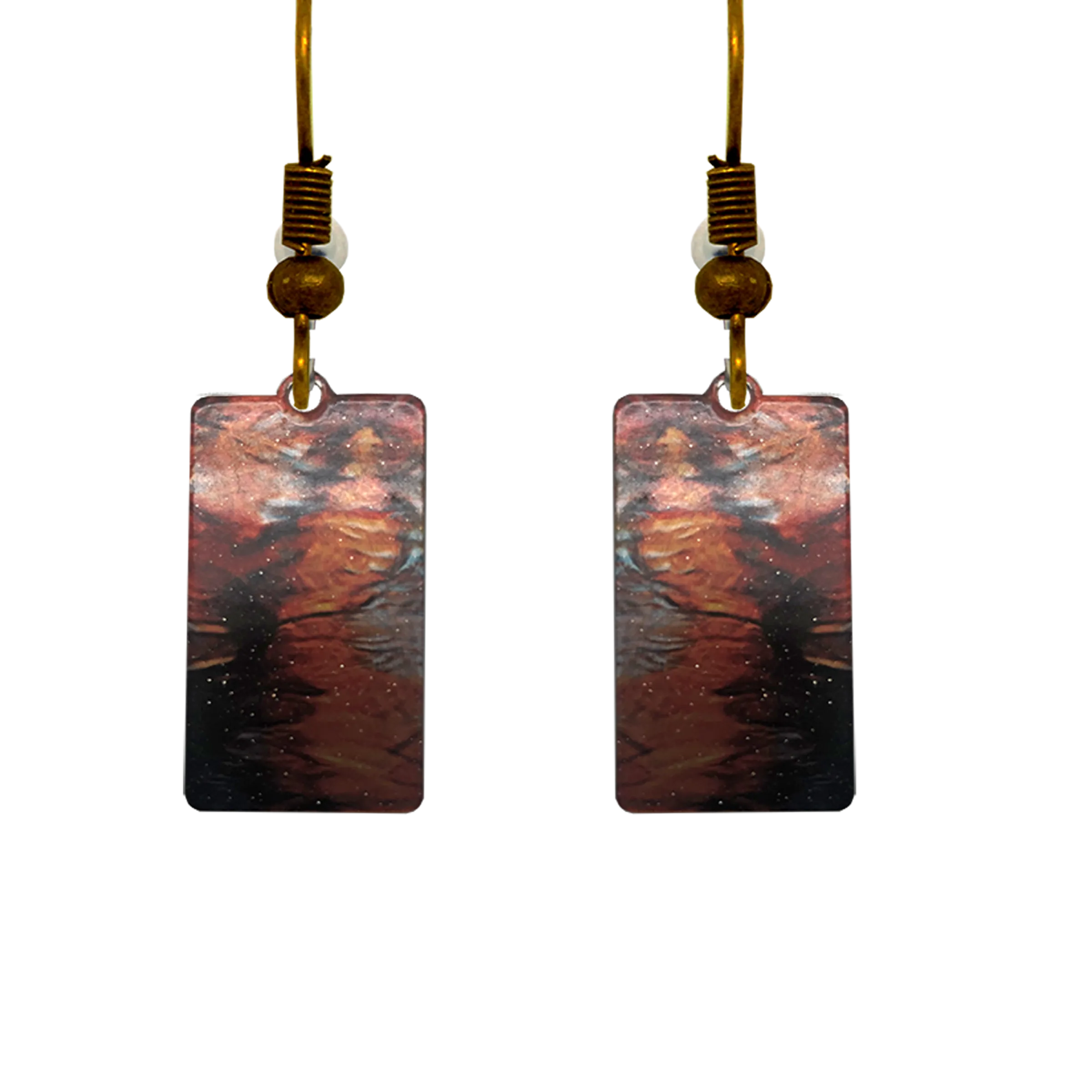 Fire Water Metallic 1.25 inch Rectangular Earrings