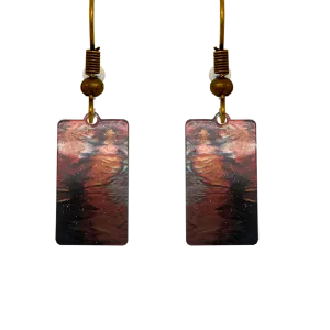 Fire Water Metallic 1.25 inch Rectangular Earrings