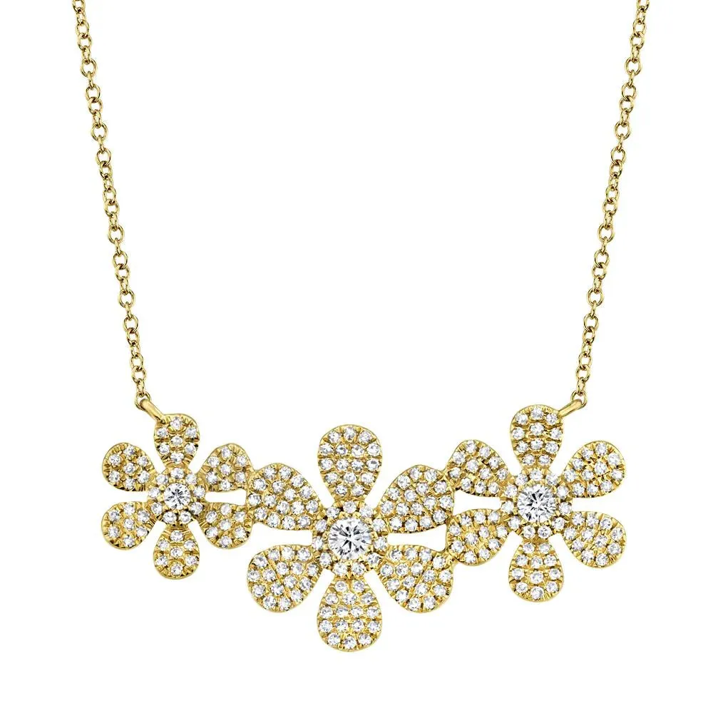 Fleur Trois Diamond Flower Necklace
