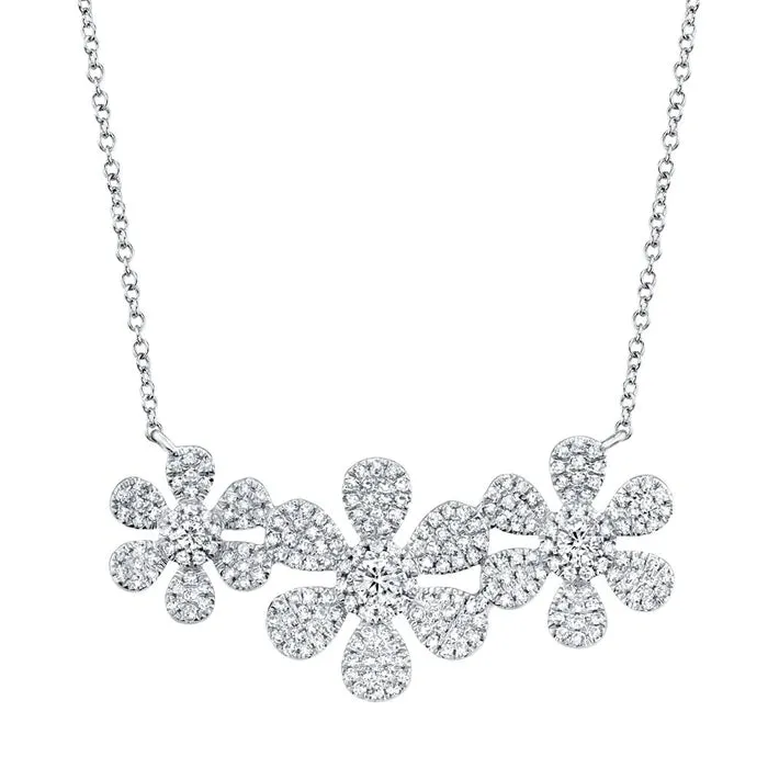 Fleur Trois Diamond Flower Necklace