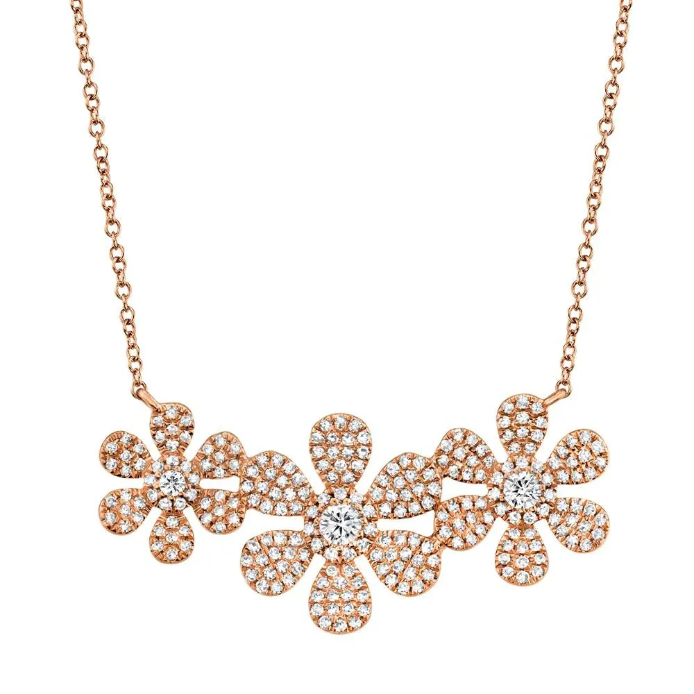Fleur Trois Diamond Flower Necklace