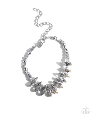 Flickering Facade - Silver - Faceted Bead Paparazzi Lobster Claw Bracelet