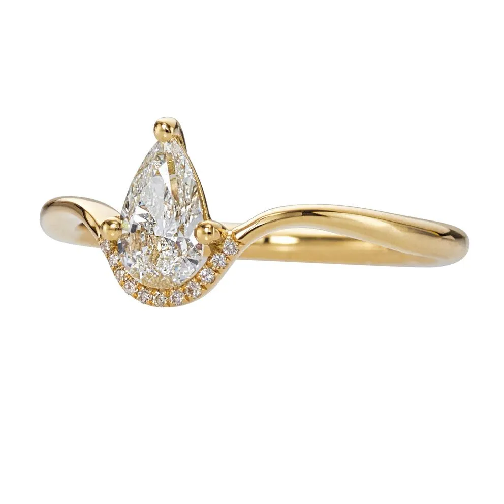 Floating Pear Cut Diamond Ring