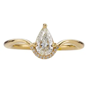 Floating Pear Cut Diamond Ring