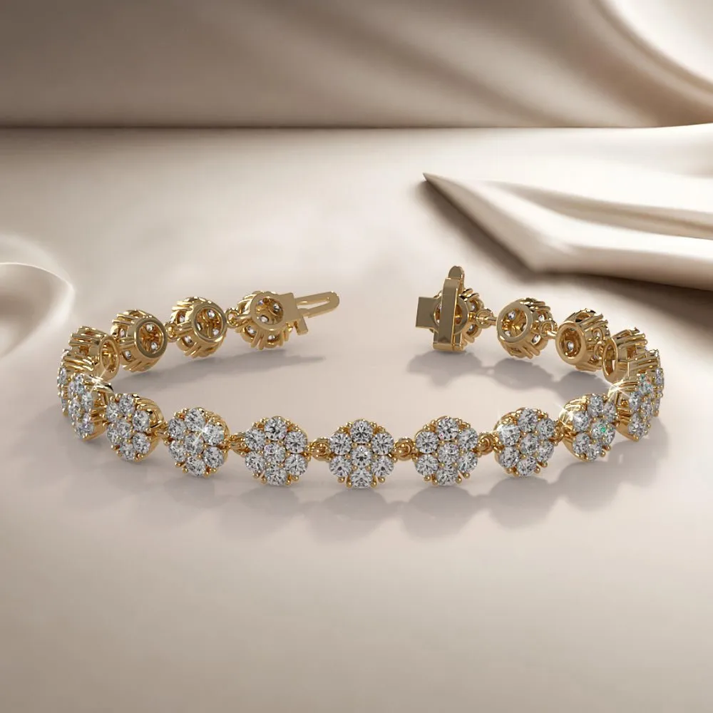 Flowers Of Love Diamond Bracelet with 12.50 ct.(finished) 3mm