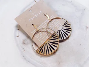 Forest Bloom Wooden Hoop Earrings