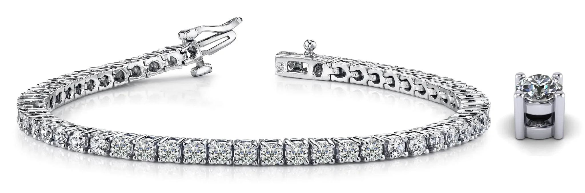 Four Prong Classic Lab-Grown Diamond Tennis Bracelet with 3.98 ct.(finished) 2.6mm