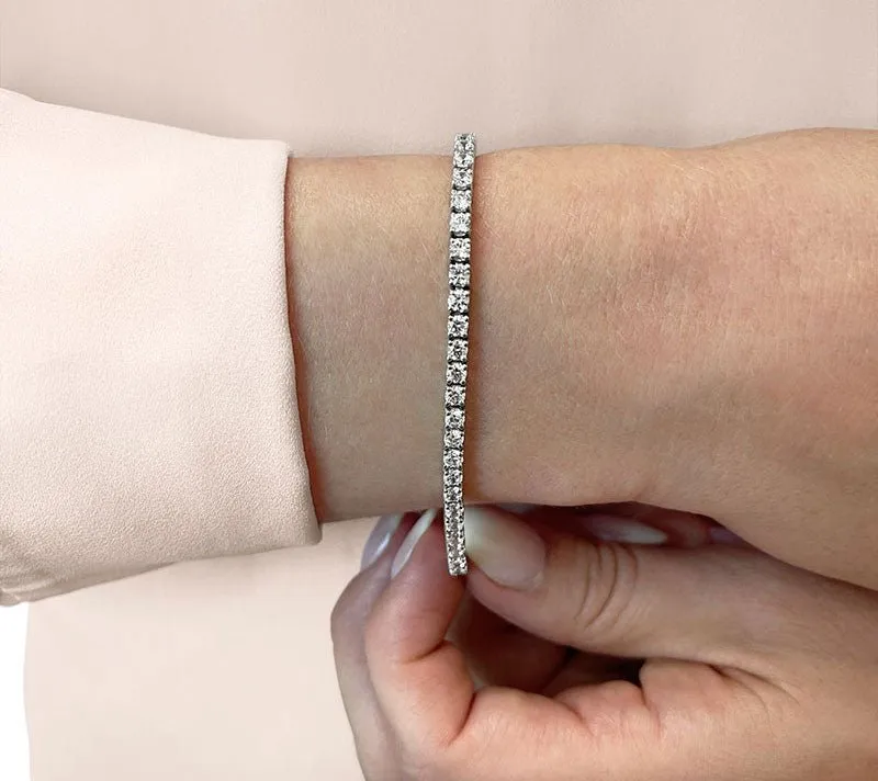 Four Prong Classic Lab-Grown Diamond Tennis Bracelet with 3.98 ct.(finished) 2.6mm