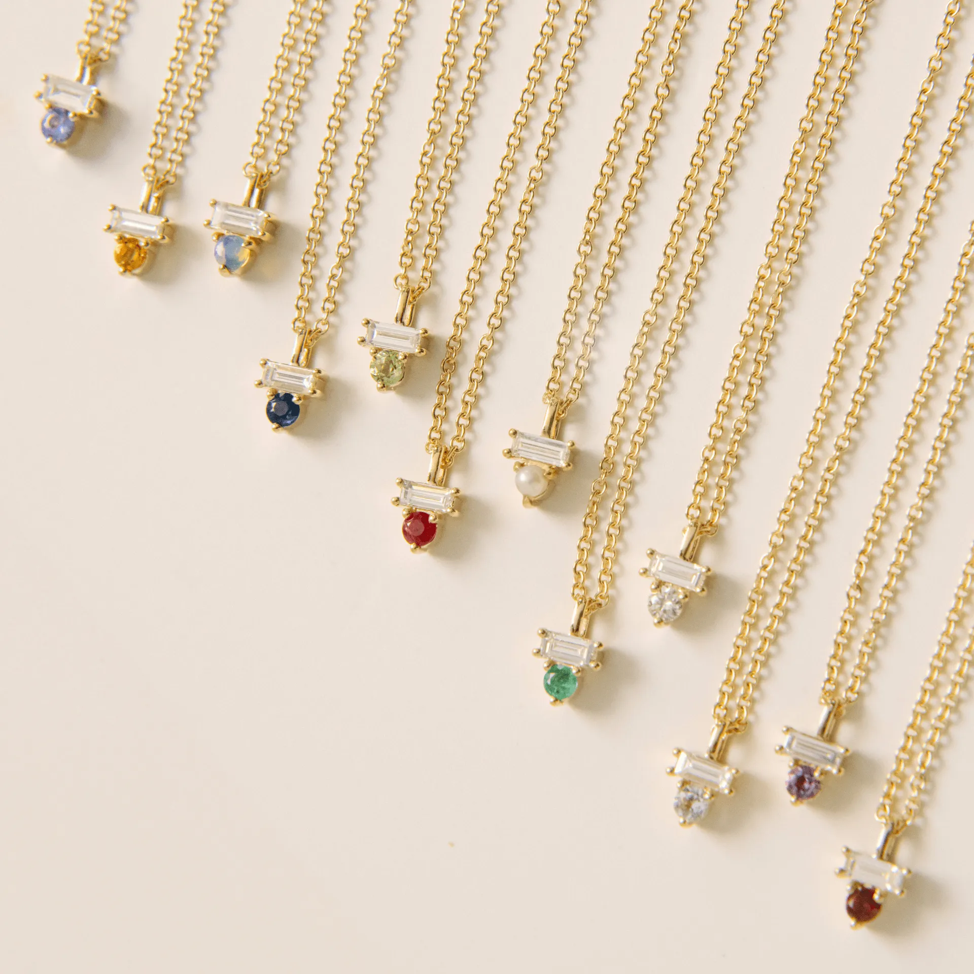 Garnet & Diamond Baguette Necklace