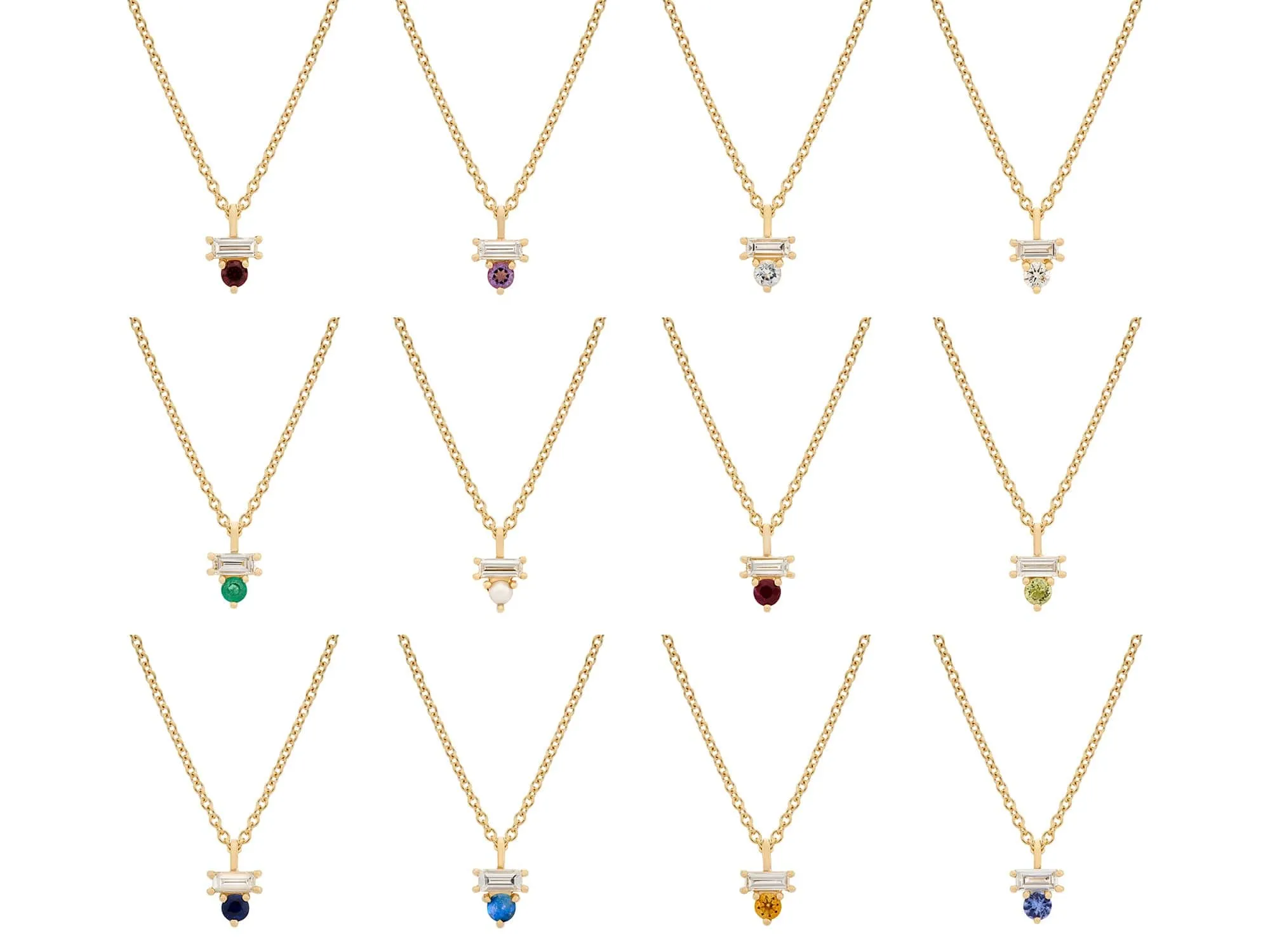 Garnet & Diamond Baguette Necklace