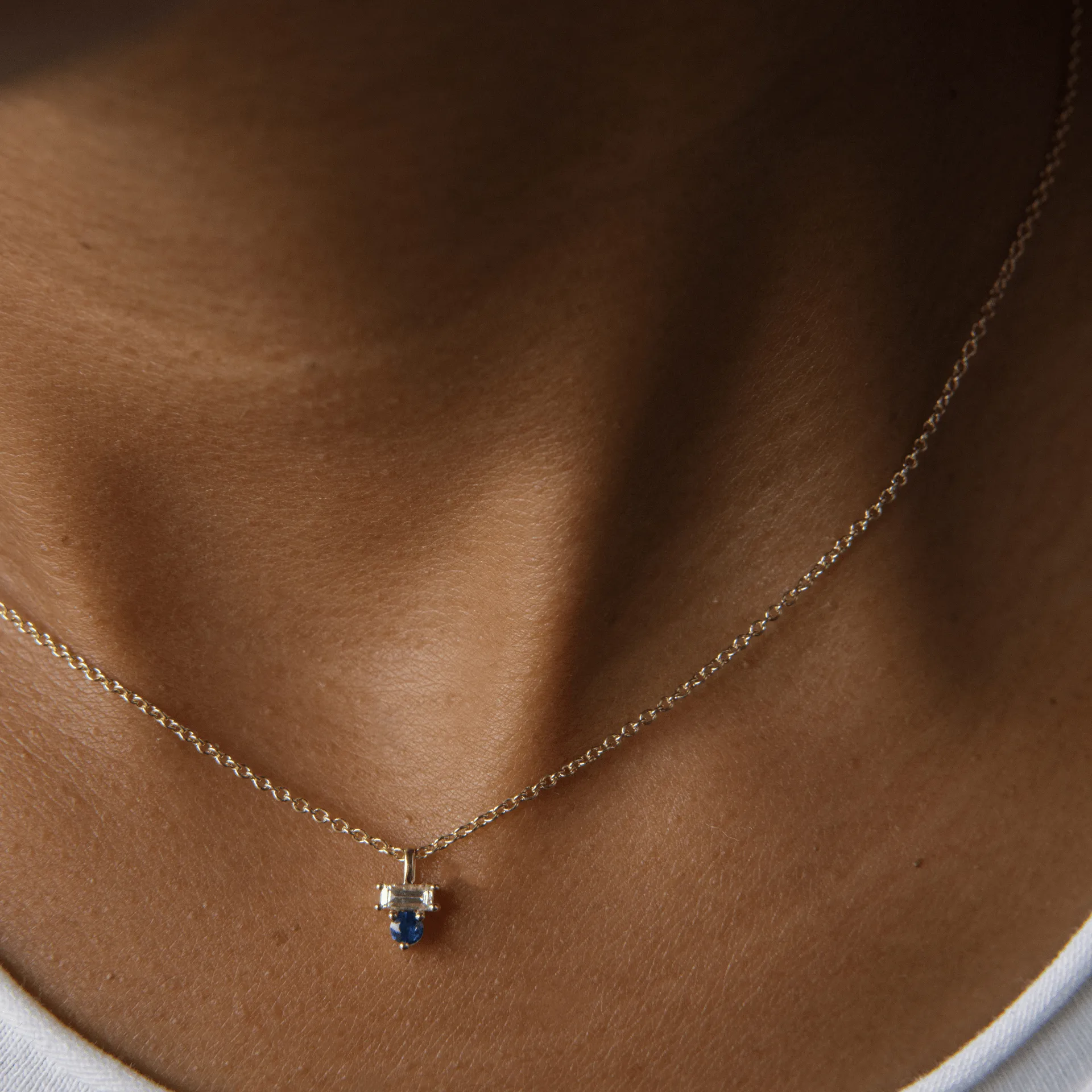 Garnet & Diamond Baguette Necklace