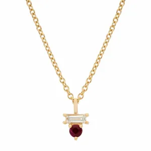 Garnet & Diamond Baguette Necklace
