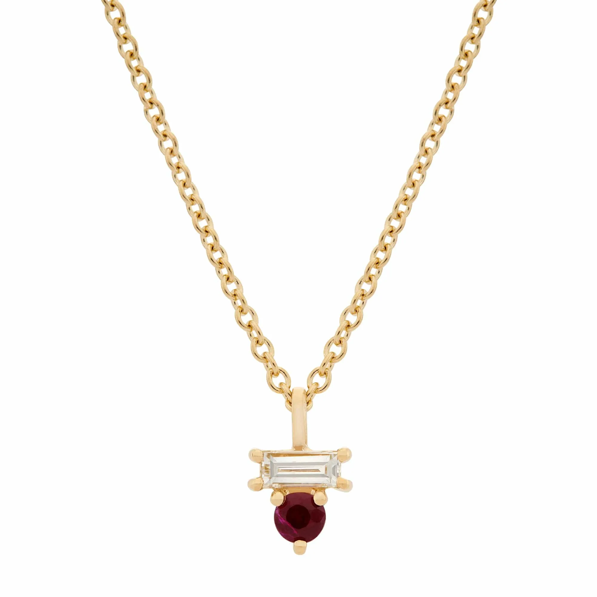 Garnet & Diamond Baguette Necklace