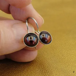 Garnet Earrings 925 Sterling Silver Simple Classy Handmade Hadar Designers (H)y