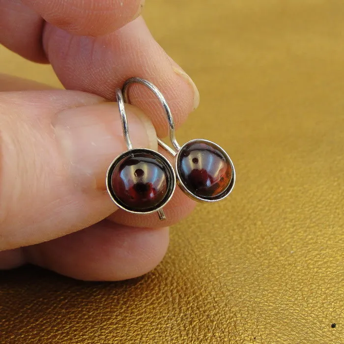 Garnet Earrings 925 Sterling Silver Simple Classy Handmade Hadar Designers (H)y