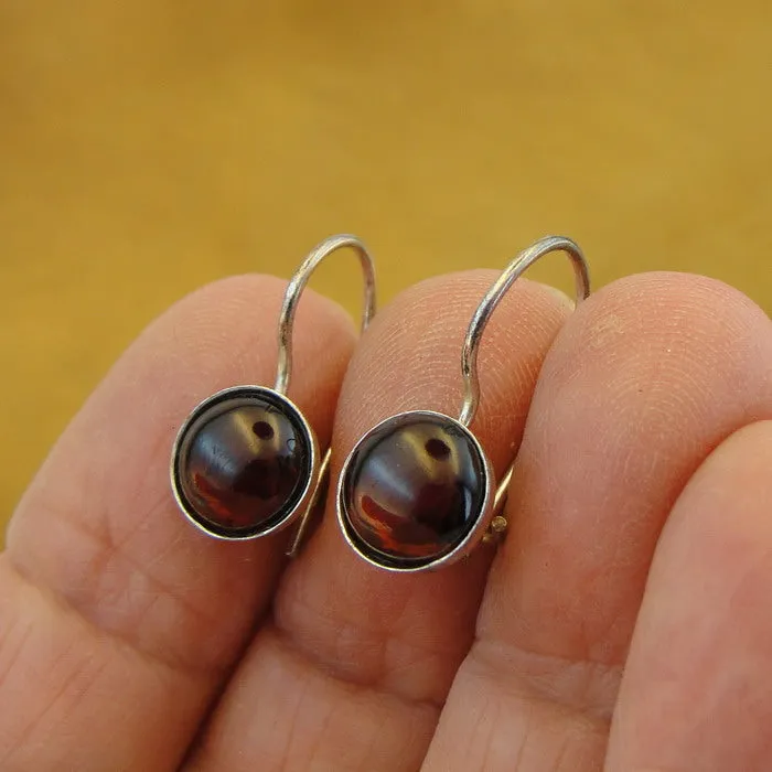 Garnet Earrings 925 Sterling Silver Simple Classy Handmade Hadar Designers (H)y