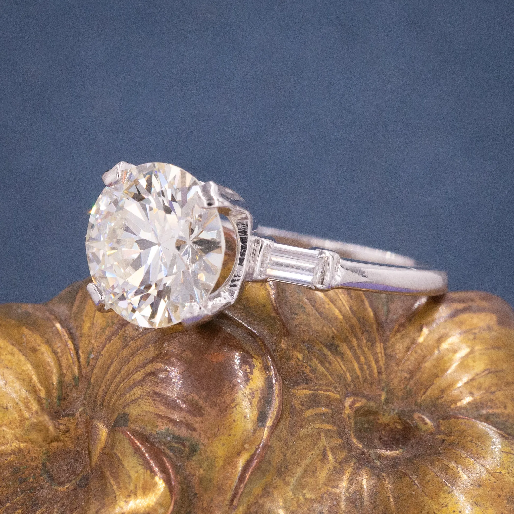 GIA-Certified 2.19 Carat Diamond Ring C. 1950s