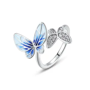 Glittering Butterfly Open Ring