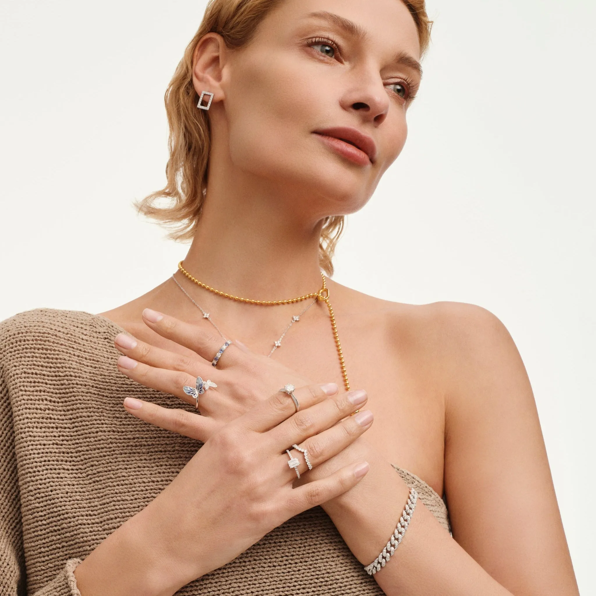 Glittering Butterfly Open Ring