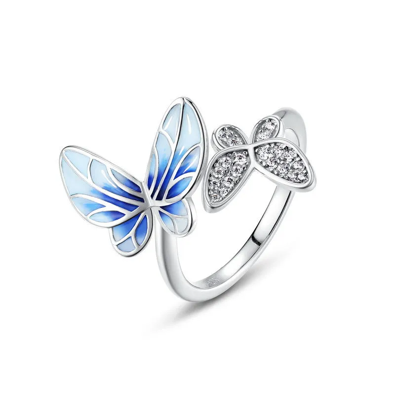 Glittering Butterfly Open Ring