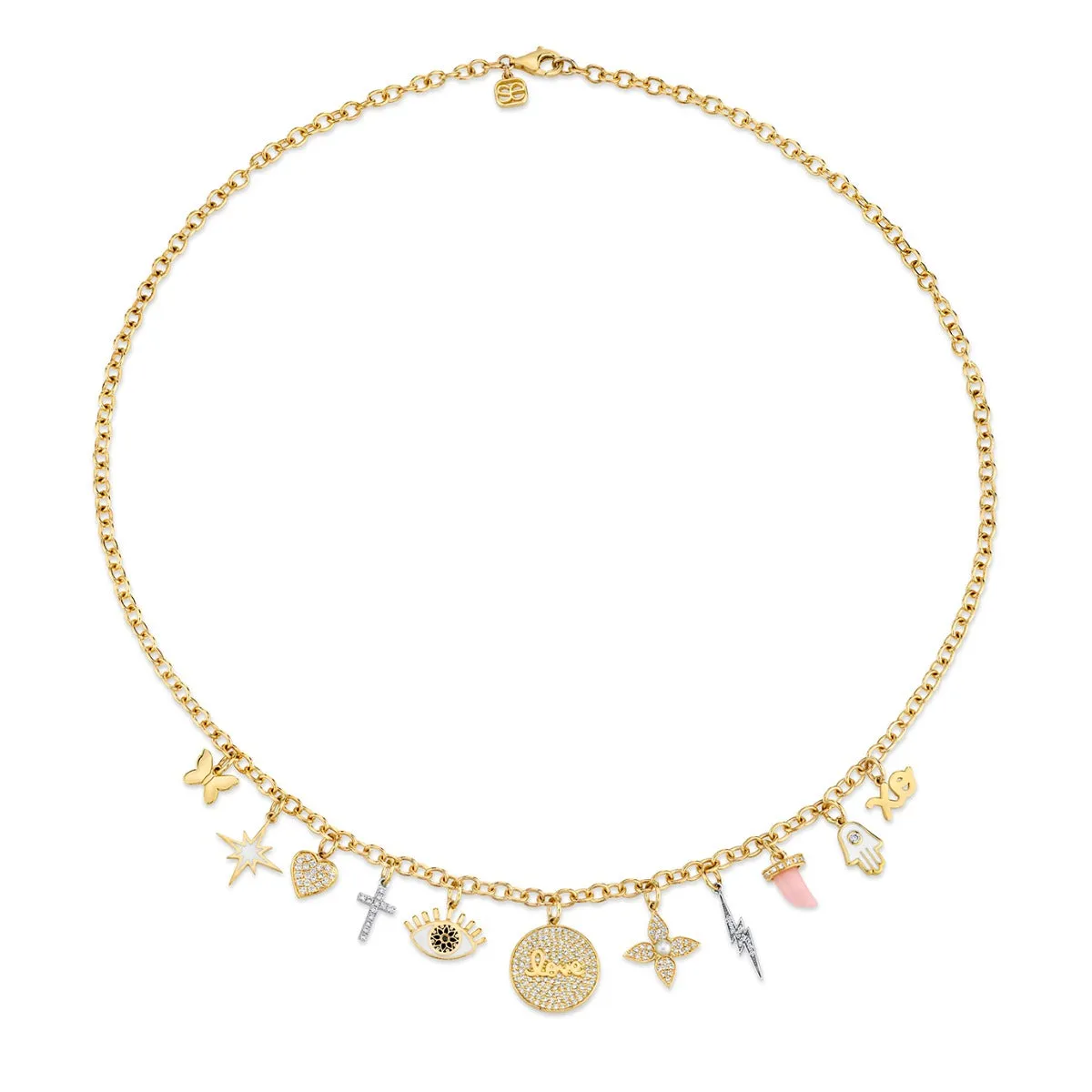 Gold & Diamond Multi-Charm Necklace