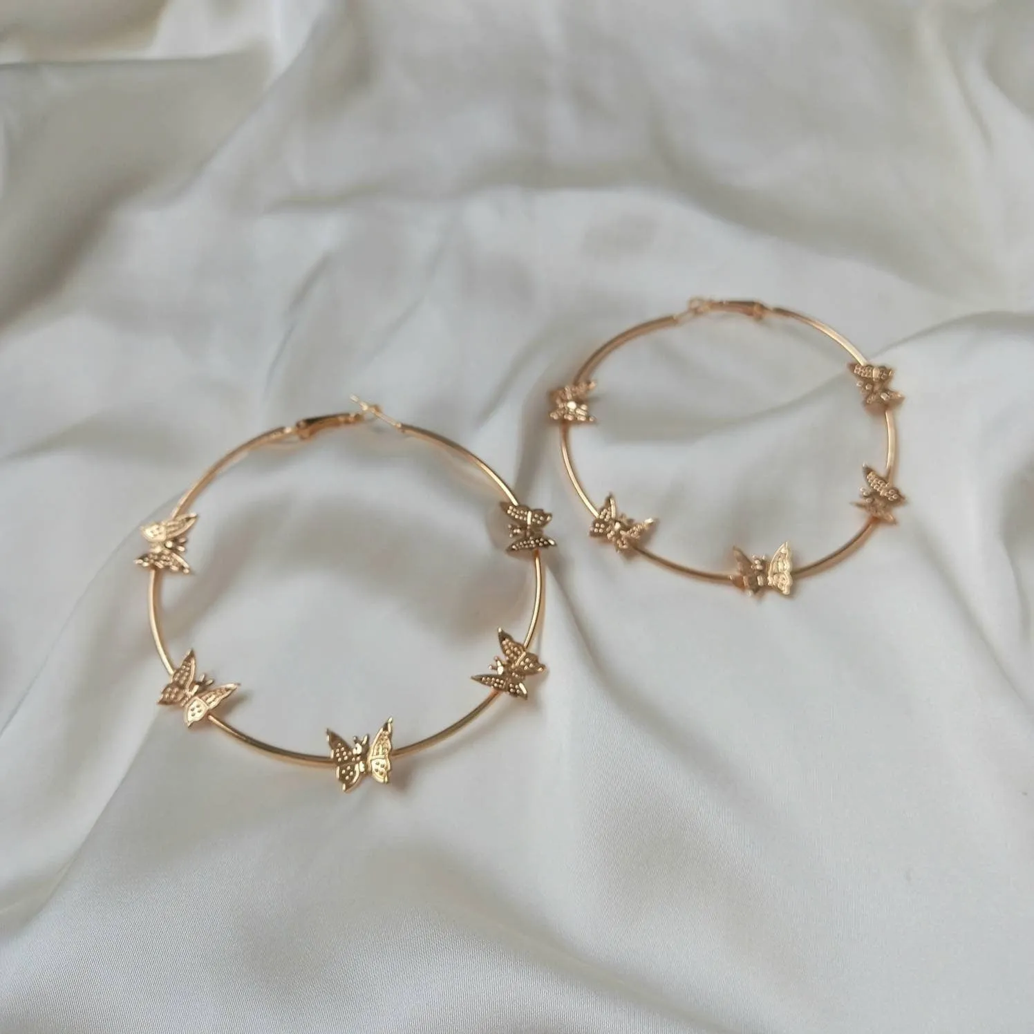 Gold Butterfly Hoop Earrings - Lightweight Hoop Earrings, Butterfly Earrings, Hoop Earrings, Cute Earrings, Gold Earrings, Gold Jewellery