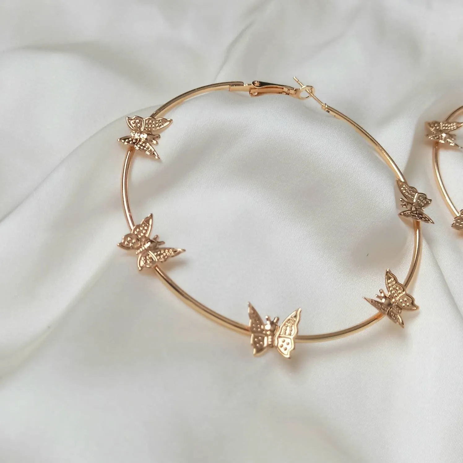 Gold Butterfly Hoop Earrings - Lightweight Hoop Earrings, Butterfly Earrings, Hoop Earrings, Cute Earrings, Gold Earrings, Gold Jewellery