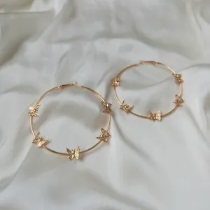 Gold Butterfly Hoop Earrings - Lightweight Hoop Earrings, Butterfly Earrings, Hoop Earrings, Cute Earrings, Gold Earrings, Gold Jewellery