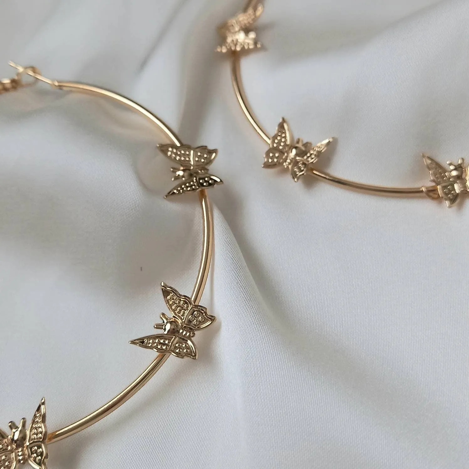 Gold Butterfly Hoop Earrings - Lightweight Hoop Earrings, Butterfly Earrings, Hoop Earrings, Cute Earrings, Gold Earrings, Gold Jewellery