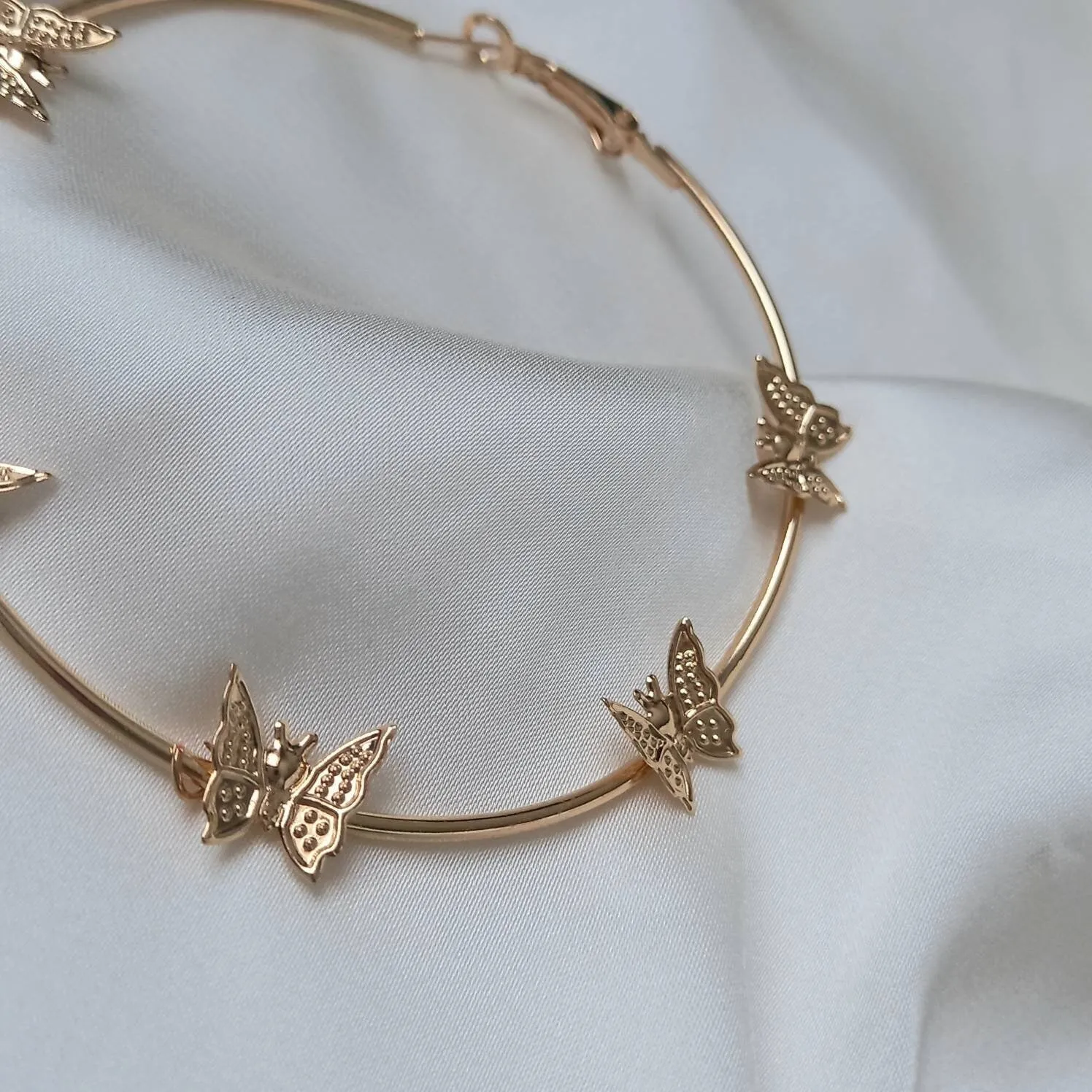 Gold Butterfly Hoop Earrings - Lightweight Hoop Earrings, Butterfly Earrings, Hoop Earrings, Cute Earrings, Gold Earrings, Gold Jewellery
