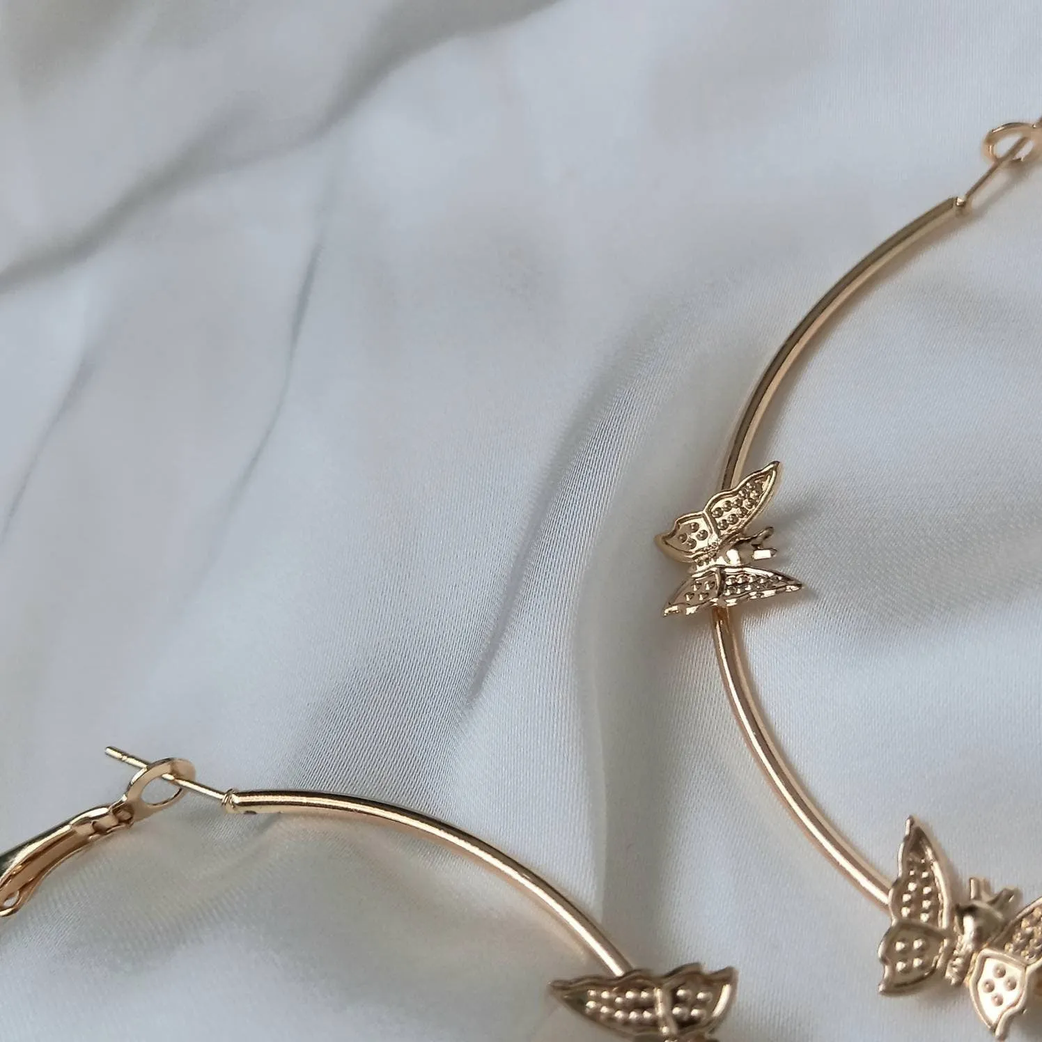 Gold Butterfly Hoop Earrings - Lightweight Hoop Earrings, Butterfly Earrings, Hoop Earrings, Cute Earrings, Gold Earrings, Gold Jewellery